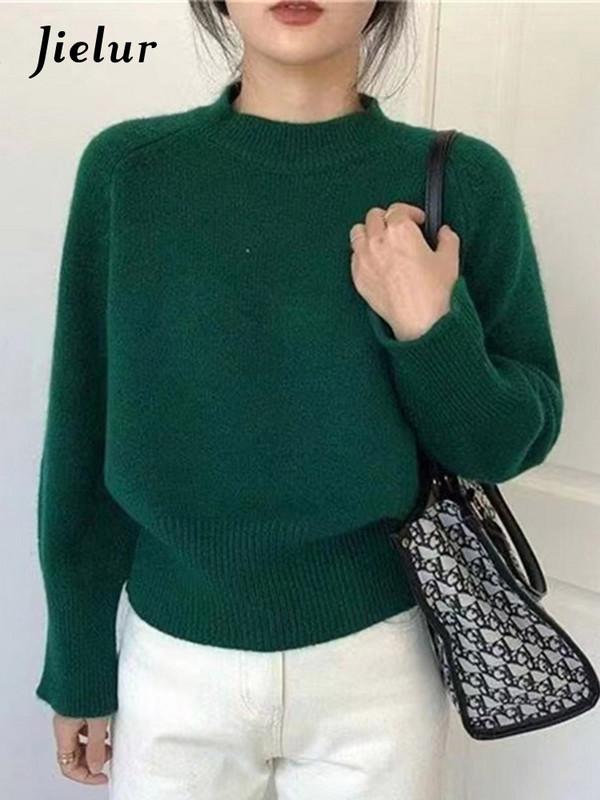 Jielur Winter Vintage Base O-Neck Πλεκτό πουλόβερ Γυναικεία Casual Lazy Oaf πουλόβερ πουλόβερ παντός αντιστοιχίας Γυναικεία μασίφ απλά πλεκτά