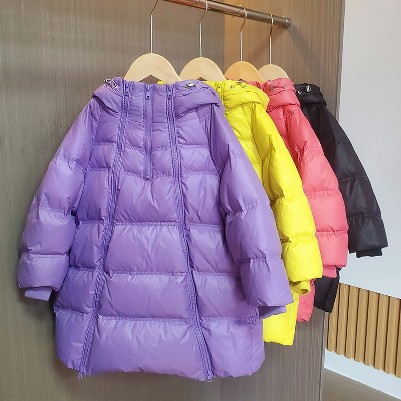 Κορεάτικο στυλ Χειμωνιάτικο τζάκετ για κορίτσια Χρώματα καραμέλα Φαρδιά με κουκούλα Πανωφόρι για κορίτσια 3-12 ετών Στολή Parka για Παιδιά Εφηβική Κορίτσι
