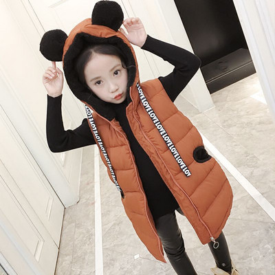 Jesen Proljeće Dječja jakna s kapuljačom bez rukava srednje dužine Dječji ležerni prsluk s kapuljačom Djevojčice Dječaci Debeli topli dugi prsluk Gornja odjeća