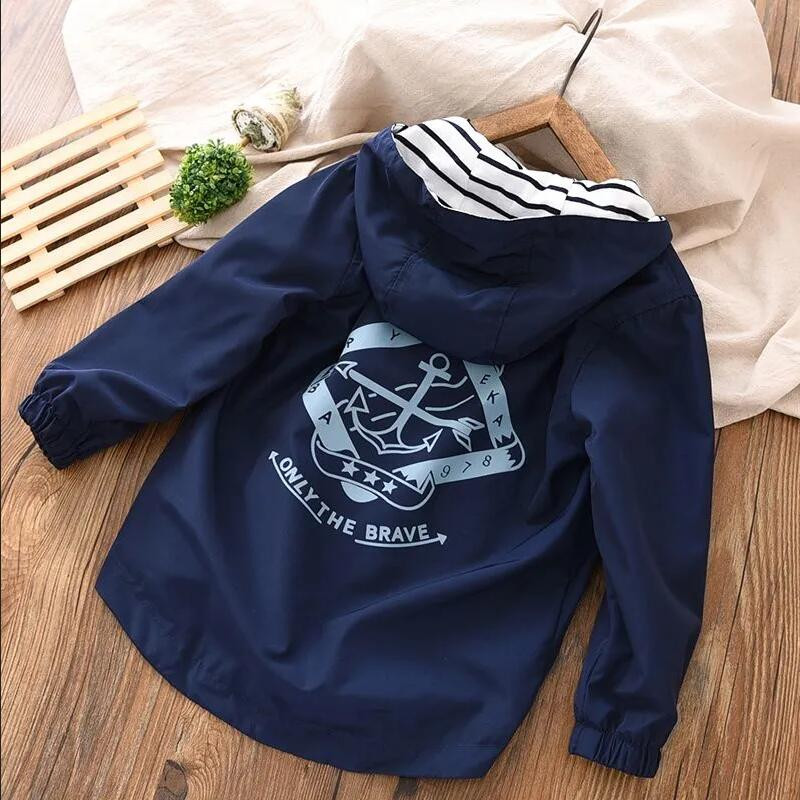 Ανοιξιάτικα Ρούχα Αγόρια Μπουφάν για Παιδικά Εξωτερικά Ενδύματα Αγόρια Μπουφάν 4-15 Ετών Μεσαίου Μήκους Αντιανεμική κουκούλα για αγόρια