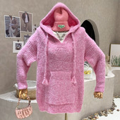 Sieviešu apģērbu jaunums 2022. gada rudens Ikdienas modes džemperis ar kapuci, brīvs vidēja garuma, daudzpusīgs Pulovera trikotāžas krekla augšdaļa