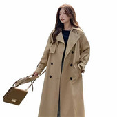 Labavi X-Dugi ženski tanki trenč kaput s dvostrukim kopčanjem i remenom, ženski ogrtač Vjetrovka Proljetna jesen Gornja odjeća Bijela crna kaki JH63