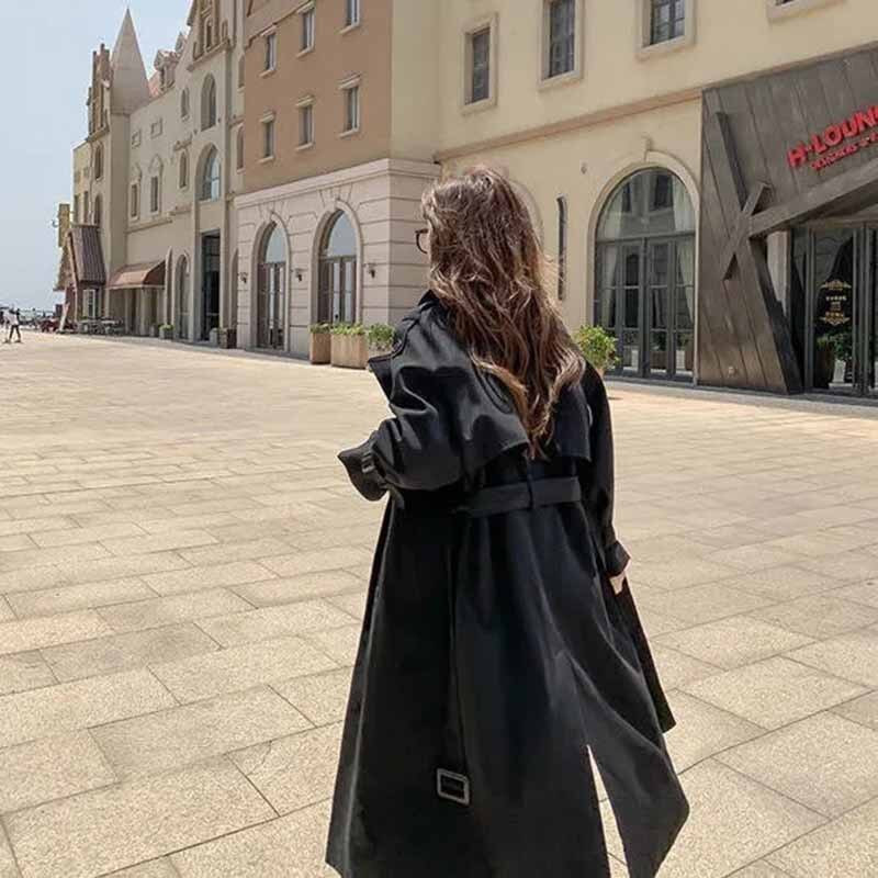 Labavi X-Dugi ženski tanki trenč kaput s dvostrukim kopčanjem i remenom, ženski ogrtač Vjetrovka Proljetna jesen Gornja odjeća Bijela crna kaki JH63