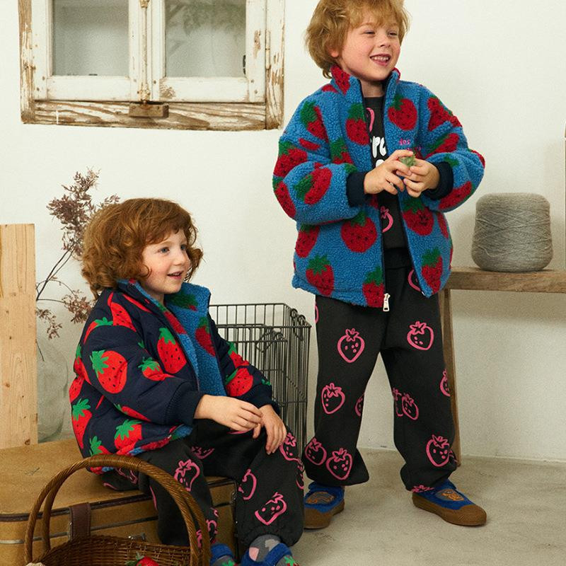 Παλτό για κορίτσια 2022 Winter New Thickened Warm Παιδικό Παλτό Καπιτονέ Γυναικείο Παλτό Διπλής Όψης Strawberry Φούστα Παιδικά Ρούχα