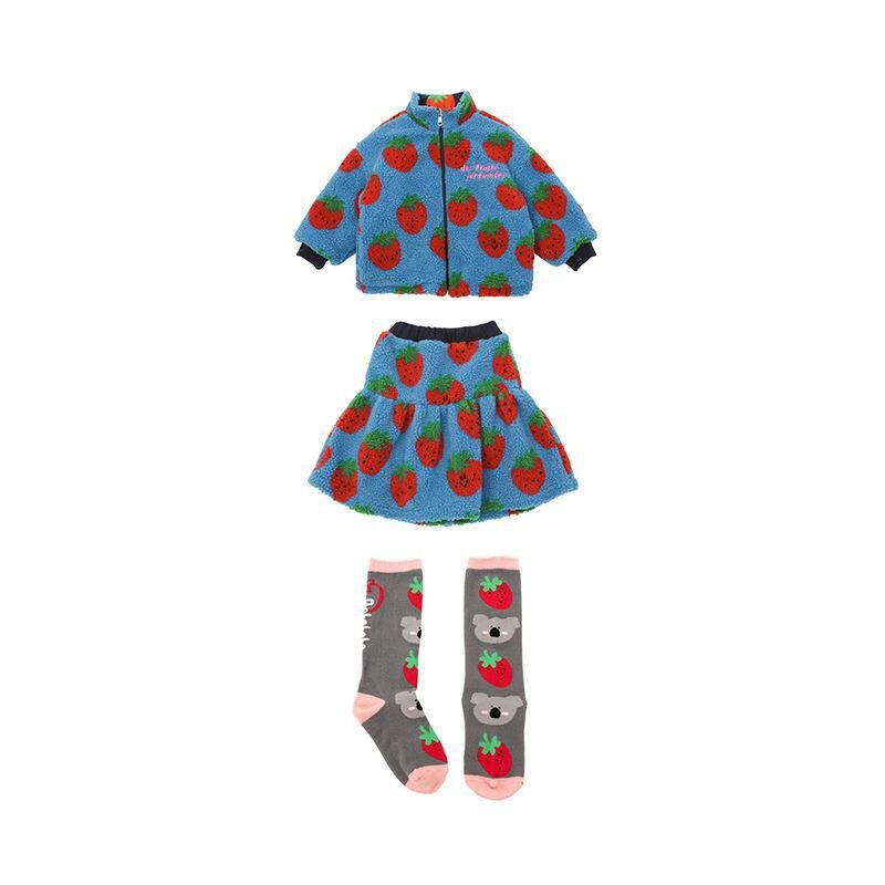 Παλτό για κορίτσια 2022 Winter New Thickened Warm Παιδικό Παλτό Καπιτονέ Γυναικείο Παλτό Διπλής Όψης Strawberry Φούστα Παιδικά Ρούχα