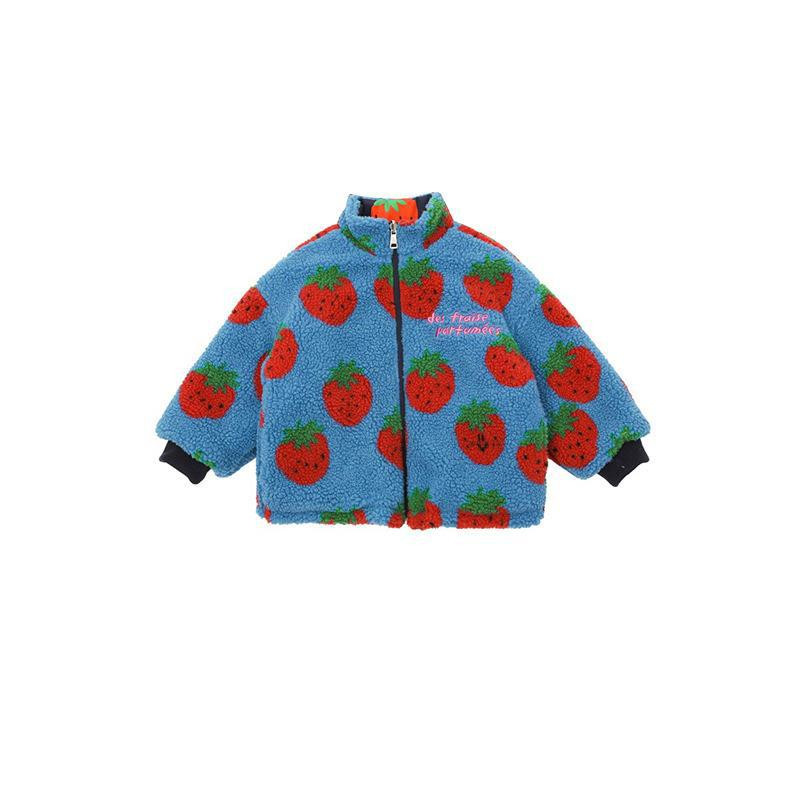 Παλτό για κορίτσια 2022 Winter New Thickened Warm Παιδικό Παλτό Καπιτονέ Γυναικείο Παλτό Διπλής Όψης Strawberry Φούστα Παιδικά Ρούχα