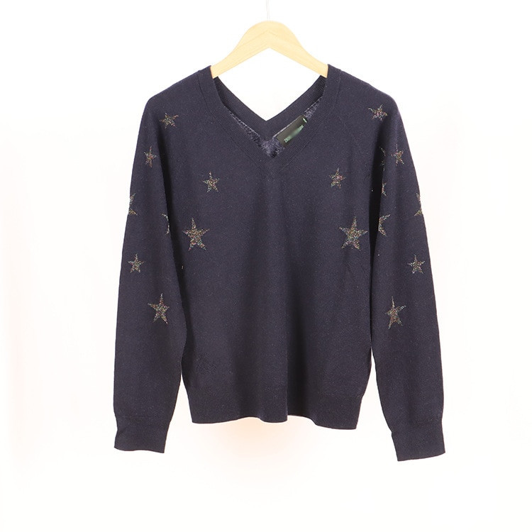 Ženski džemper za ranu jesen, novi ženski seksi džemper s dvostrukim V-izrezom i dugim rukavima od tri boje niti sa zvijezdama
