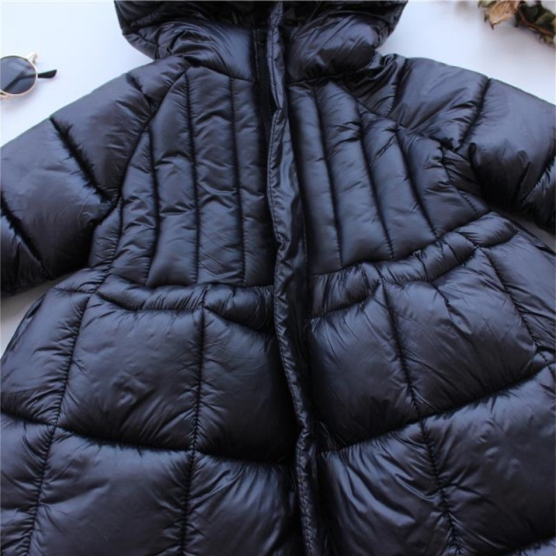 Meiteņu jaka ziemas, gara, kokvilnas polsterēta mazuļu pusaudžiem, spīdīga jaka ar kapuci, marle Bērnu mētelis, biezs bērnu apģērbs 3-14 g.