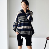 MICOCO Z6363C Λογοτεχνία και τέχνη ελεύθερος χρόνος Σχεδιασμός έγχρωμης λωρίδας ύφανση λουλουδιών χαλαρά και άνετα πλεκτά με κουκούλα