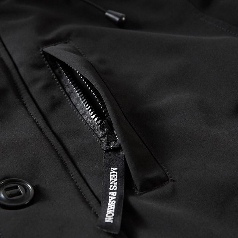 Vīriešu zīmola Ziemas mākslīgās kažokādas apkakle, gara, bieza ar kapuci kokvilnas parka jaka mētelis vīriešu kabatas ūdensizturīga jaka Parka vīriešu