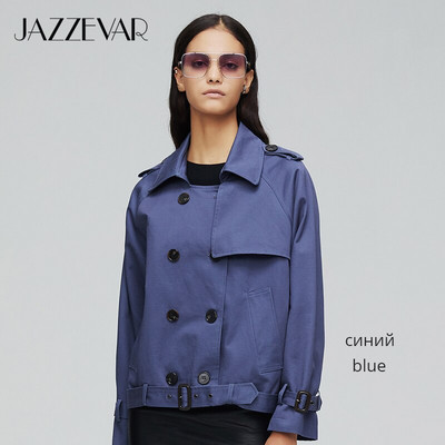 JAZZEVAR 2021, novi dolazak, jesenski trenč kaput, ženska modna pamučna dvostruka kratka široka gornja odjeća
