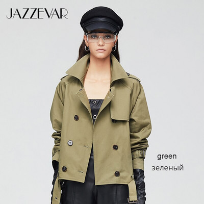 JAZZEVAR 2021, novi dolazak, jesenski trenč kaput, ženska modna pamučna dvostruka kratka široka gornja odjeća