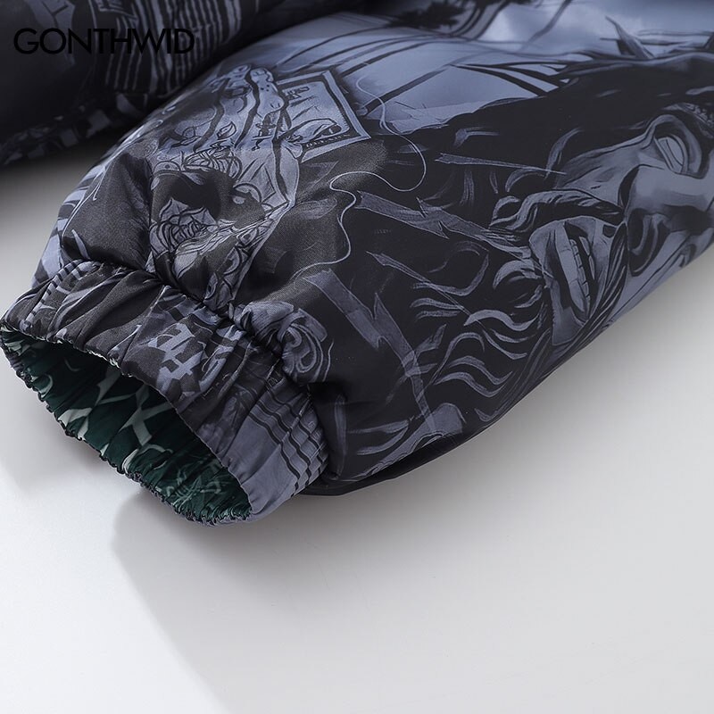 Hiphopa divpusēja jaka vīriešu parka ielas apģērbs ziemas biezs, silts panks, gotikas mētelis 2022. gada Harajuku Fashon ikdienas āra mētelis