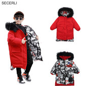 Dvostrana zimska jakna za dječake od 5 do 15 godina Topla dječja duga parka jakna Pamuk Ležerna dječja odjeća Snježni kaput Gornja odjeća