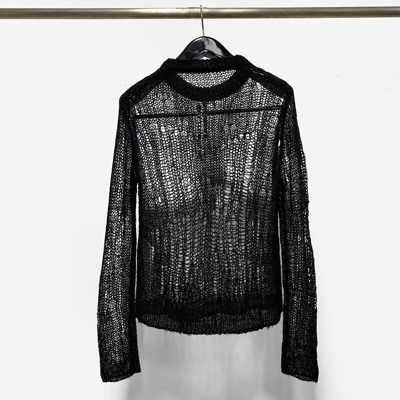 Μόδα Γυναικείο πουλόβερ Πουλόβερ Rick Hollow Out Πλεκτά φούτερ με λαιμόκοψη Ο βαμβακερό μασίφ Owens πουλόβερ για γυναίκες