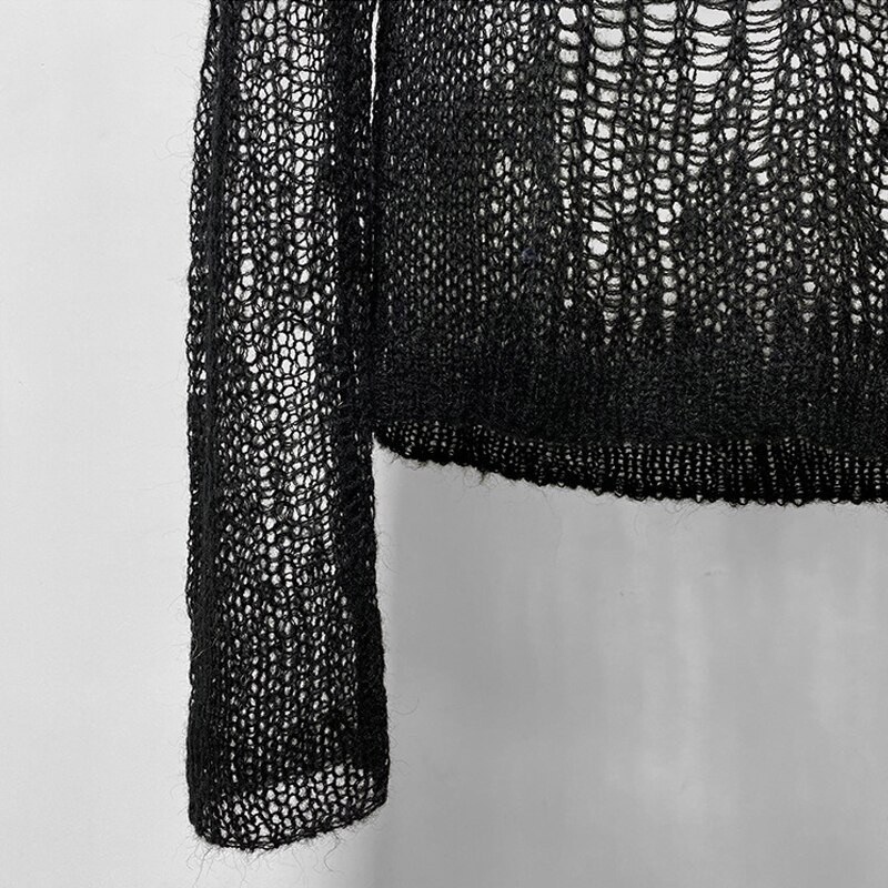 Μόδα Γυναικείο πουλόβερ Πουλόβερ Rick Hollow Out Πλεκτά φούτερ με λαιμόκοψη Ο βαμβακερό μασίφ Owens πουλόβερ για γυναίκες