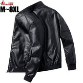 Didelio dydžio 7XL 8XL PU odinė striukė vyrų bombonešio beisbolo striukė Biker Pilot Varsity College Aukščiausios plonos formos motociklo odiniai paltai