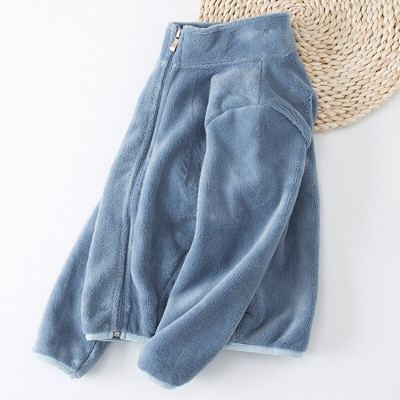 Φθινοπωρινά βελούδινα παλτό για κορίτσια 2020 Παιδικά μαλακά πανωφόρια με ζιβάγκο Keep ζεστό Παιδικά μπουφάν με φερμουάρ Coral Fleece για κορίτσια Νέο P338