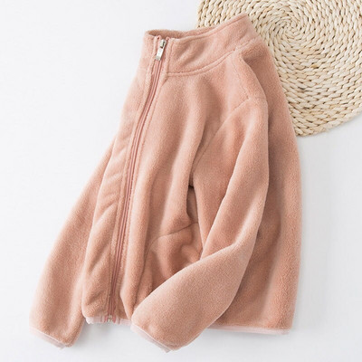 Φθινοπωρινά βελούδινα παλτό για κορίτσια 2020 Παιδικά μαλακά πανωφόρια με ζιβάγκο Keep ζεστό Παιδικά μπουφάν με φερμουάρ Coral Fleece για κορίτσια Νέο P338