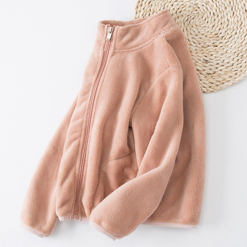 Φθινοπωρινά βελούδινα παλτό για κορίτσια 2020 Παιδικά μαλακά πανωφόρια με ζιβάγκο Keep ζεστό Παιδικά μπουφάν με φερμουάρ Coral Fleece για κορίτσια Νέο P338