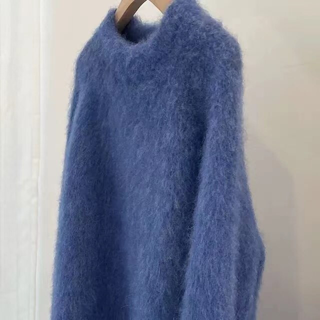 Europe Fluffy πουλόβερ High-end Μαλακό Γυναικείο παλτό Φθινόπωρο Χειμώνας O λαιμό Πουλόβερ βιζόν κασμίρ Δωρεάν αποστολή JZ083