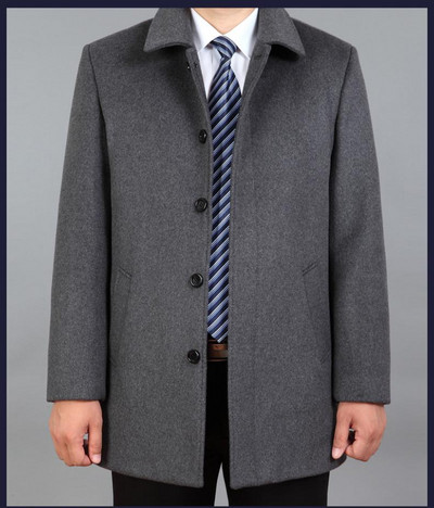 jaunpienācējs vīriešu vilnas mētelis vidēji garš vīriešu biezums liels virsdrēbes ziemas silts tranšeja plus izmērs ML XL 2XL 3XL 4XL5XL6XL7XL