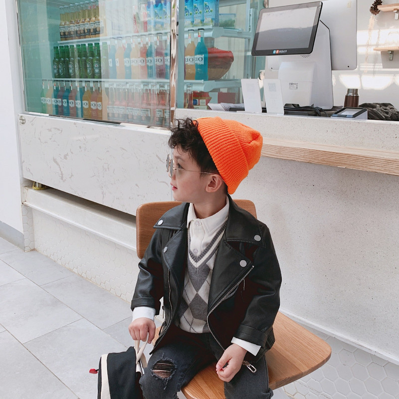 Fiú PU kabát tavaszi ősz gyerek motoros bőr 1-11 éves korig divatos színes cipzár lány kabát menő