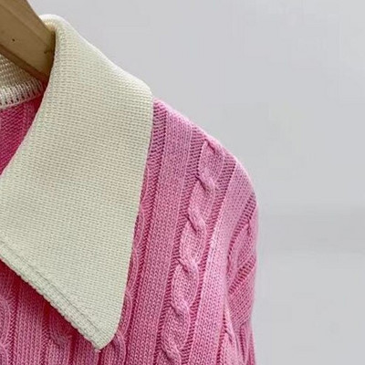 Γκρι ροζ Twist Γυναικείο πουλόβερ με μακρυμάνικο γιακά 2022 Φθινοπωρινό γυναικείο πουλόβερ με πλεκτό πουλόβερ
