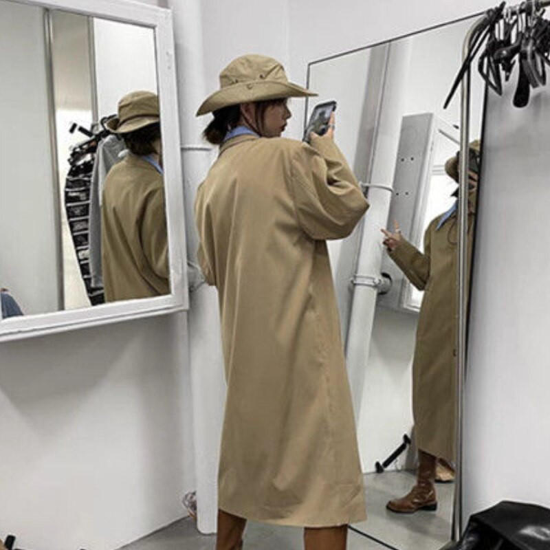 Trench Žene Jednostavna moda u korejskom stilu Preppy jednoredno kopčanje s otvorenim ovratnikom Studentice Ulična odjeća za mlade za sve vrste