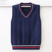 Bērnu skola unifrom veste rudens ziemas bērnu trikotāžas veste bez piedurknēm kokvilna pusaudžiem zēniem 4 6 8 10 12 14 16 gadu valkāšanai