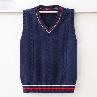 Bērnu skola unifrom veste rudens ziemas bērnu trikotāžas veste bez piedurknēm kokvilna pusaudžiem zēniem 4 6 8 10 12 14 16 gadu valkāšanai