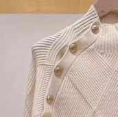 Ženski pleteni pulover s polu visokim ovratnikom i gumbima na ramenima Karirani dugi rukavi Jednostavni ženski modni pleteni džemperi na povlačenje