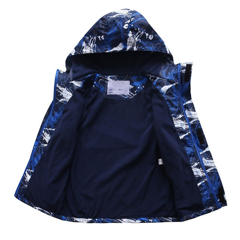 Ūdensnecaurlaidīga zēnu jaka Vēja necaurlaidīga bērnu virsdrēbes Silta polāra flīsa mētelis kapuce rudens ziemas bērnu apģērbi 3-12 gadiem