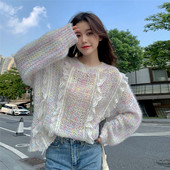 Pavasara rudens Gotas džemperis Lolita Sieviešu saldais mežģīņu kaklasaites krāsas trikotāžas tops korejiešu modes Kawaii trikotāžas džemperi Girly Y2k apģērbi