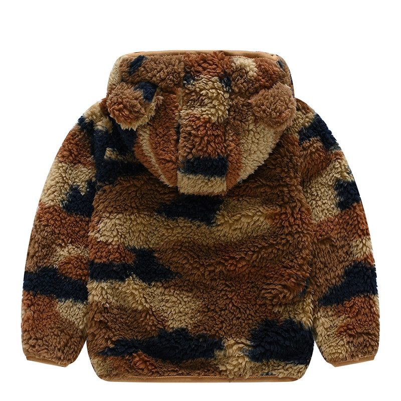 Jauna plīša zēnu jaka Rudens ziema jaukas lācis ausis, saglabā siltumu Princeses meitenes mētelis ar kapuci rāvējslēdzējs Virsdrēbes 1-6 gadiem bērnu apģērbi
